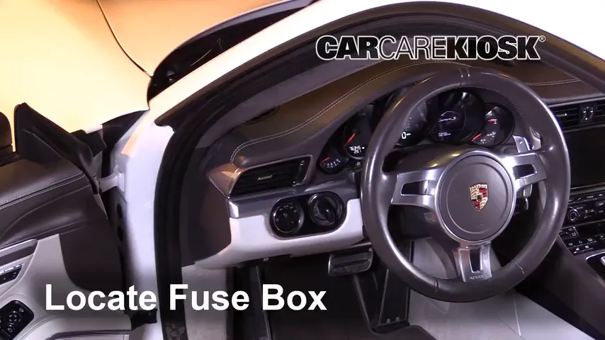 Interior Fuse Box Location: 2013 Porsche 911 Carrera S 3.8L 6 Cyl. Coupe